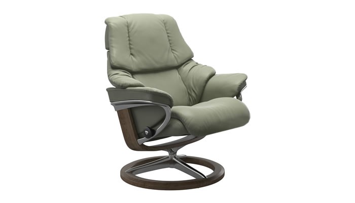 Stressless Reno with Signature Base in Paloma Shadow Green Leather